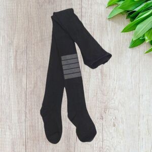 Zubii Footed Tights Set Of 2 Girls Size 12 Black With Gray Striped